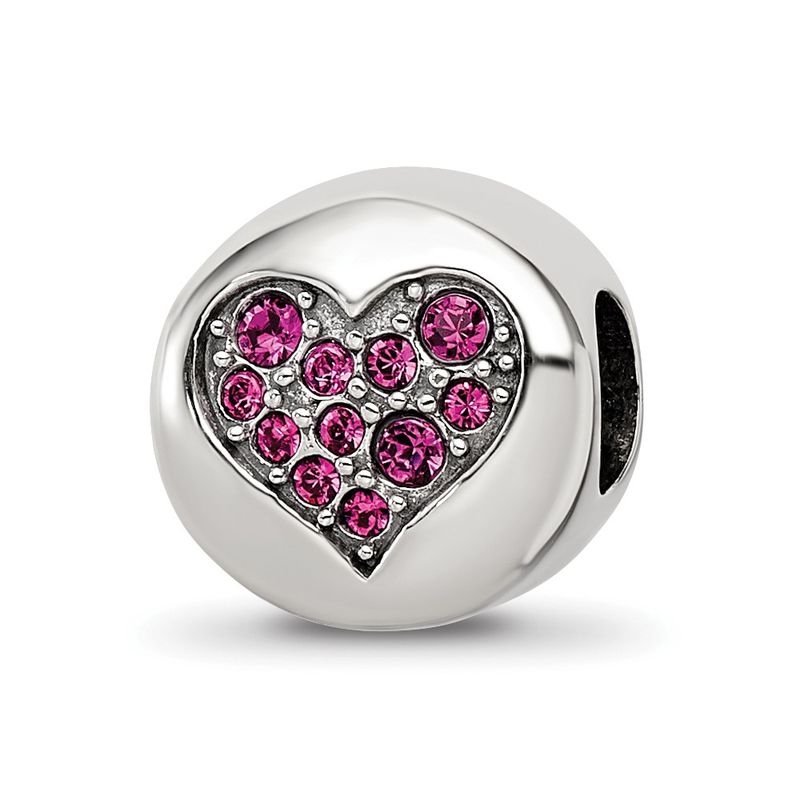 Kazi Luxury Sterling Silver Reflections July Red Crystal Passion Heart Bead 41$